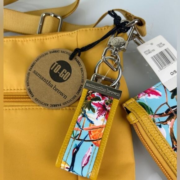 Samantha Brown To-Go Mustard Yellow Crossbody Purse w/ Keychain & Coin Purse NWT - Picture 5 of 16